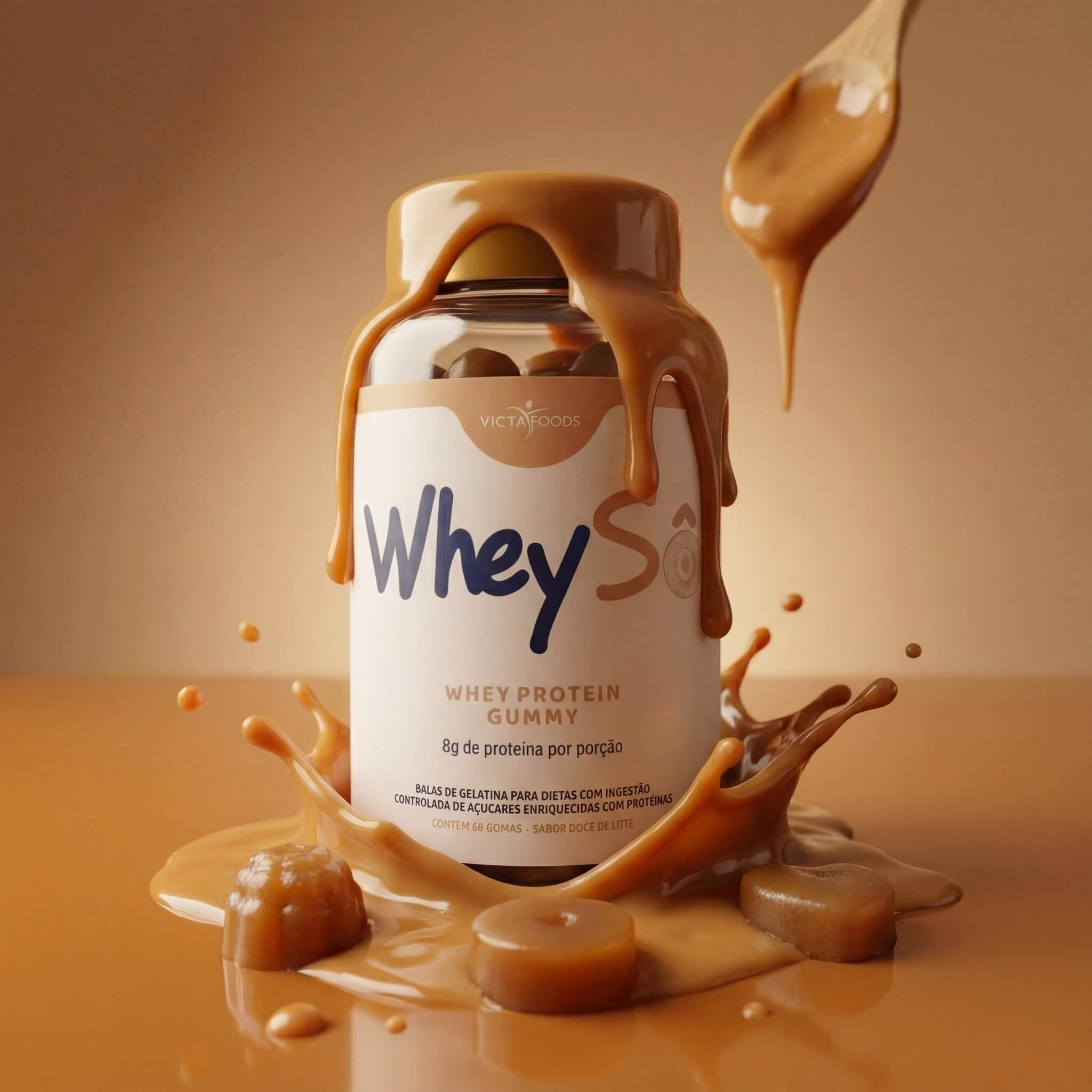 Pote WheySô coberto por doce de leite cremoso